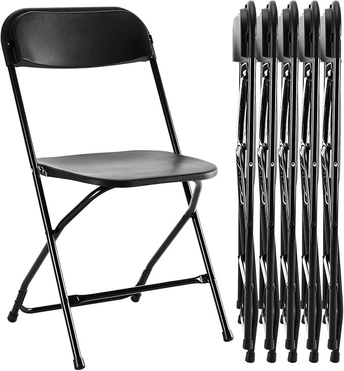 Sweetcrispy Folding Chair 6 Pack, Plastic Foldable Chairs with 330-Pound Capacity, Sturdy Metal Portable Chair, Easy to Use and Store, Outdoor and Indoor, for Home, Office, Party, Comfy, Black