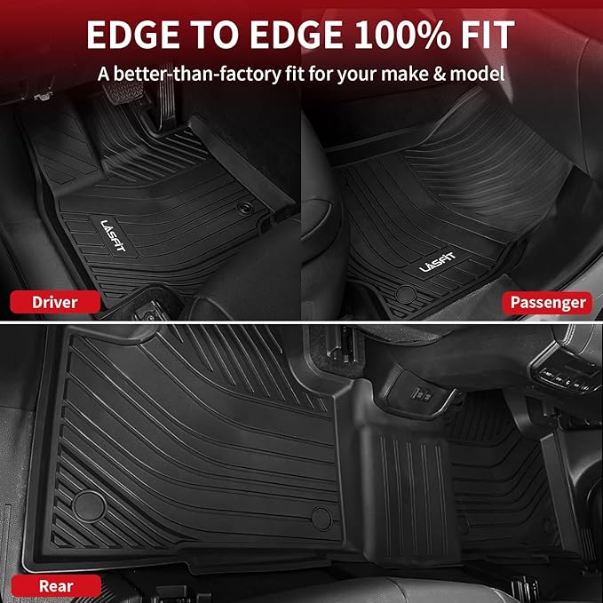 LASFIT Floor Mats for Toyota Grand Highlander 2026 2025 2024 with Subwoofer (Include Hybrid), Trunk Mat Cargo Liner and Seat Back Covers TPE All Weather, Black