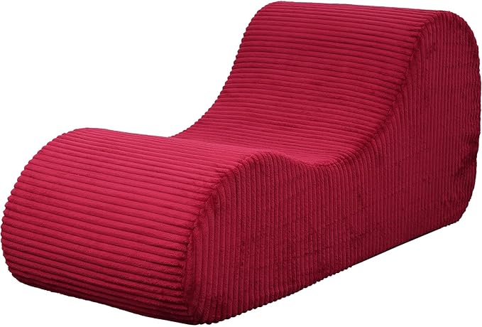 Boneless Oversized High-Density Sponge Soft Sofa Corduroy Chaise Lounge Chair Couch Indoor, Red