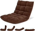 Giantex Folding Sofa Chair with 14 Adjustable Positions, Padded Sleeper Bed, Couch Recliner, Gaming Floor Chair for Adults (Brown)