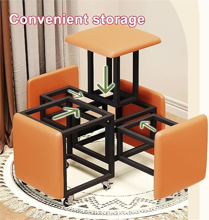 Seating Cube 5 in 1 Stool Stackable Sofa Chair Stool with Swivel Casters Movable Footstool(G,35cm)