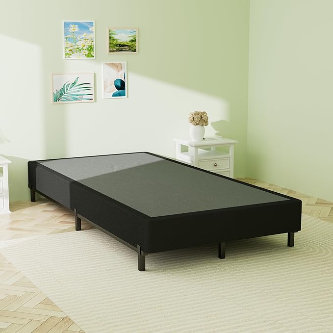 Twin XL Box Spring, 10 inch Box Spring for Twin XL Bed, Heavy Duty Metal Bed Frame with Fabric Cover, 3000lbs Max Weight Capacity Bed Base Mattress Foundation, Easy Assembly, Noise Free, Black