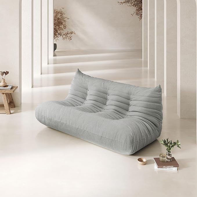 Bean Bag Chair Sofa Fireside 3 Seat Lounger Couch for Adults Corduroy Cozy Lazy Floor Sofa Memory Foam Chair for Home, Apartment and Gaming Venue,Mint Green