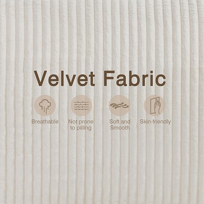 Big Bean Bag Chairs, Lazy Floor Sofa, Fireside Chair for Living Room, Bedroom, Office (White, Single Seat)