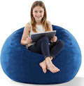 HABUTWAY 2FT Bean Bag Chair, 2' Beanbags Small Bean Bag Chairs with Filling, Teardrop Bean Bag Chair Luxurious Velvet Ultra Soft Fur with Removable Cover (Blue)