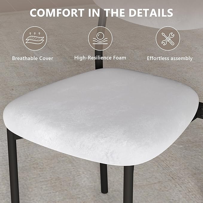Einhomn Upholstered Dining Chairs Set of 2, Stackable Modern Dining Room Chairs, Kitchen Chairs w/Soft Velvet Backrest & Sturdy Metal Legs for Restaurant, Living Room, Light Grey