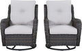 Rilyson Wicker Rocking Chair Swivel Chairs - 2 Piece Rocker Patio Chairs Set Rattan Rocking Chair for Outdoor Porch Deck Garden Backyard (Brown/Beige)