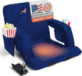 Heated Stadium Seats for Bleachers with Back Support – USB Battery Included - Upgraded 3 Levels of Heat - Foldable Chair - 4 Pockets for Snacks, Cup Holder - for Camping, Games & Sports (Navy Blue)