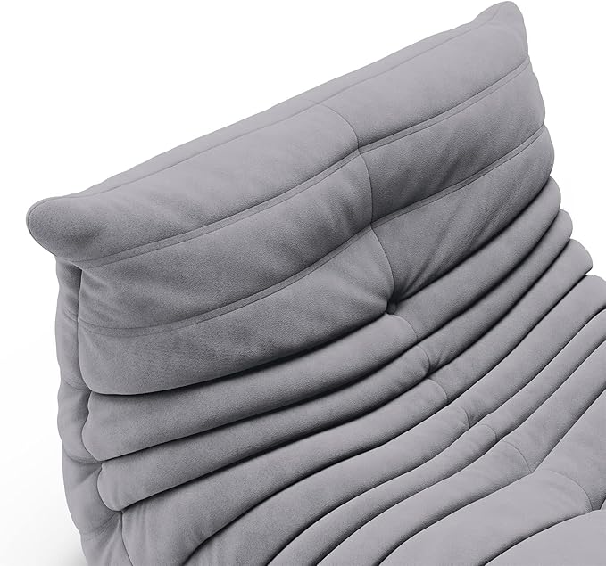 High-end Bean Bag Chair, Fireside Togo Chair with Grey Suede Fabric Cover, Comfy & Soft Lazy Floor Lounge Sofa for Bedroom, Living Room, Office or Lounger