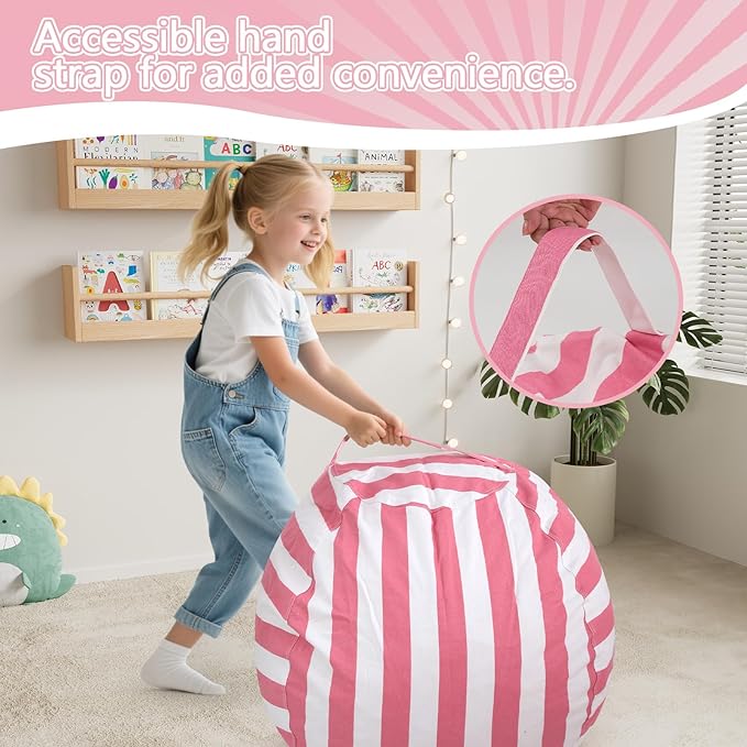 COMAX Bean Bag Chair for Kids, Kid Beanbag Chair Cute, Cotton Canvas Lazy Chair with Shredded Foam Filling, Stuffed Floor Sofa Couch for Boys and Girls, Pink