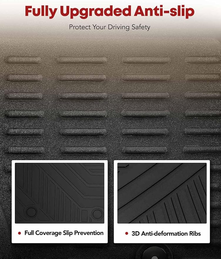 YHTAUTO Floor Mats Compatible with Jeep Grand Cherokee WL 2022-2025 5 Seat No L or WK, TPE All Weather Car Mats Waterproof Anti-Slip Odorless Floor Liner, Interior Car Accessories 1st & 2nd Row Liner