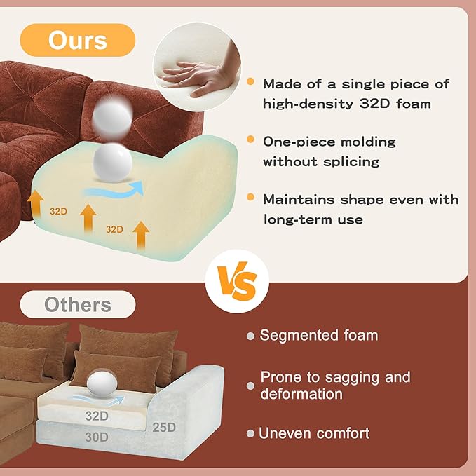 Modular Sectional Sofa with Free Combination,Boneless Floor Couch for Small Spaces, Living Room & Lounge,Velvet 2-Seater Sectional Couch with 2 Ottomans,No Assembly Needed