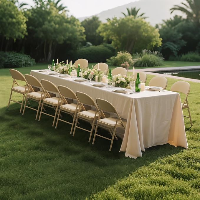 6 Pack Khaki Folding Chairs with Padded Cushion for Outside, Portable Stackable Commercial Metal Foldable Chairs with Steel Frame for Home Events Office Wedding Party, 350lbs Capacity