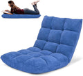 COSTWAY Floor Chair, Video Gaming Chairs with Back Support, Adjustable 14-Position, Alloy Steel Frame, Soft Coral Fleece, Lazy Sofa Lounge for Reading Living Room Recliner for Adults Kids (Blue)