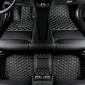 TAHALI Custom Colors Car Floor Mats Black Pink for 99.9% Sedan SUV Sports， All-Weather Liners Car Floor mat，Luxury Leather Automotive Floor Mats (Black White,3D Floor Mats)