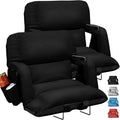 Extra Wide Stadium Seats With Back Support 2 Pack, Exclusive "Sofa Style" Design Thick Bleacher Chairs With Back and Cushion, 6 Reclining Positions - Ultimate Comfort for Sports Events (Black, 25")