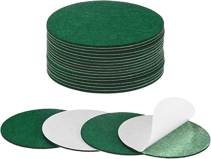 20-Pack Lamp Base Felt, 4 Inch Dia. 2mm Thick Self Adhesive Round Fabric Felt Pads for Lamp/Furniture/DIY, Non-Slip Fiber Backed Patch Circles with Adhesive Backing [Green]