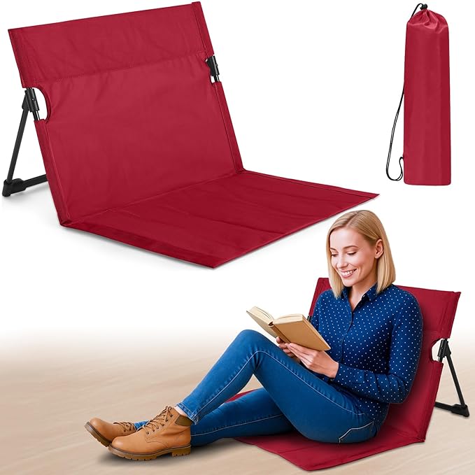 Jetec Foldable Floor Backrest Chair Portable Camping Chair with Storage Bag Light Weight Lazy Seat for Indoor Outdoor Bed Ground Park Lawn Concerts Beach Hiking