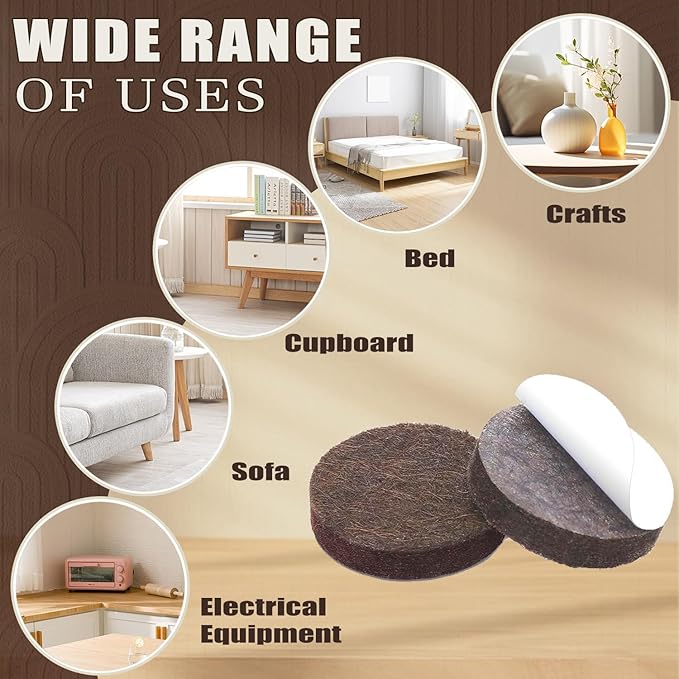 Yelanon Felt Furniture Pads for Hardwood Floors -261 Pcs Premium Floor Protectors for Furniture, Felt Pads for Chair Legs, Brown