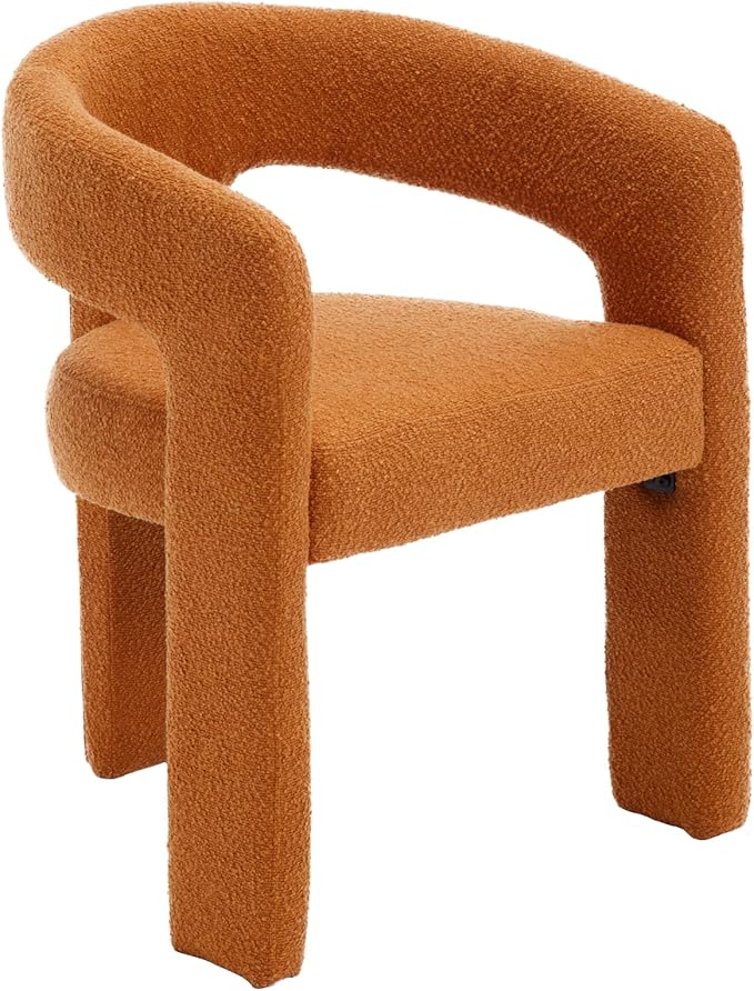 DAYALANE Modern Boucle Dining Chair, Sherpa Upholstered Accent Kitchen Chair with Arms Comfy Barrel Side Chair for Living Room/Home Office/Reception, Windsor Tan