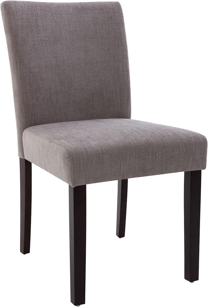 Watson & Whitely Upholstered Kitchen & Dining Room Chairs with Low Back, Performance Fabric Dining Chairs Set of 2, Modern Armless Dining Table Chairs with Solid Wood Legs, Dark Grey