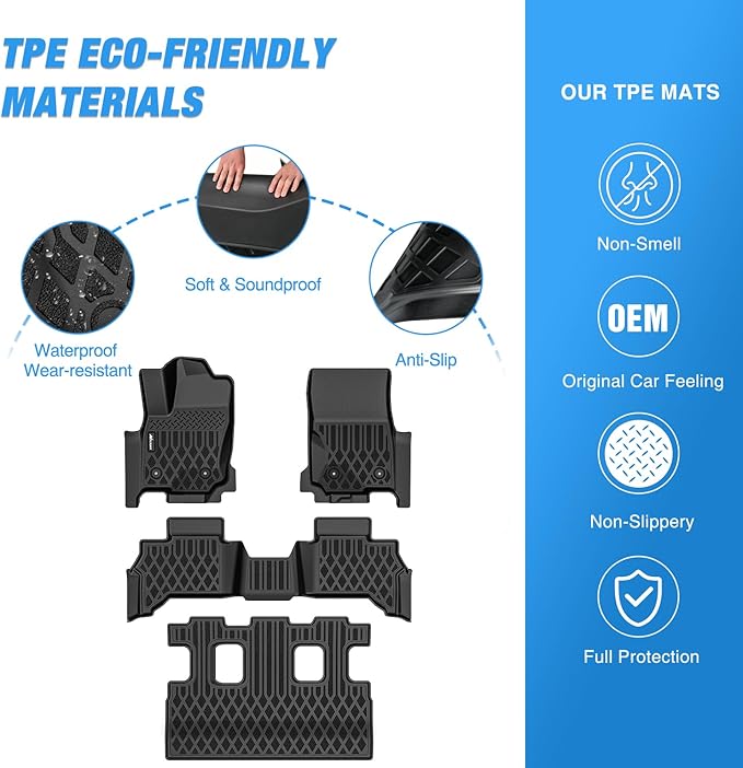Nilight TPE Floor Mats for Toyota 4Runner 7 Seats Only 2025 2026 All Weather Custom Fit Heavy Duty Floor Liners