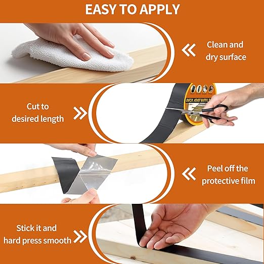 JOAPRIL 8 Pack Joist Tape for Decking 2''×50', Weather-Resistant,Waterproof Seal Antiseptic Butyl Tape,Self-Adhesive Flashing Joist Tape for Wood Decks Beams Roof