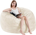 Bean Bag Chairs for Adults - Memory Foam Furniture BeanBag Chair - Kids/Teens Sofa with Soft Micro Fiber Cover - Round Fluffy Couch for Living Room Bedroom College Dorm - 3 ft, Ivory