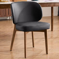 YOUNUOKE Upholstered Dining Chair, Modern PU Leather Dining Room Chair with Wood Legs, Widen Backrest Comfy Armless Side Kitchen Chairs, Black (Single Pack)