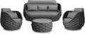 Erotr Rope Patio Furniture Set: 4 Pieces Aluminum Outdoor Couch Set Cushioned - Assembled Porch Conversation Sofa Set Modern - Metal Patio Seating for 5 Person Deck Garden Poolside Hotel, Dark Gray