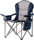 Foristrail Camping Chair Oversized Folding Outdoor Camping Chair with Cooler Bag, Cup Holder & Waterproof Phone Case, Portable for Hiking/Beach,500LB (Blue & Light Gray)