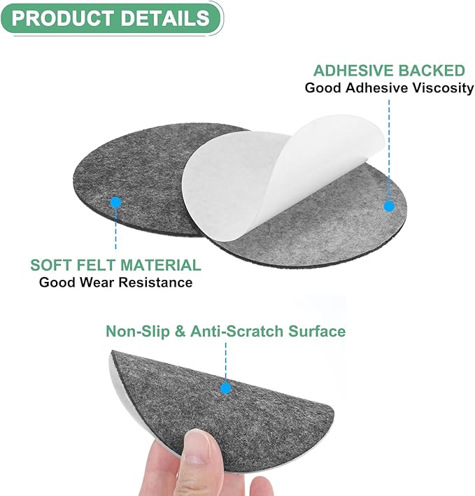 30-Pack Lamp Base Felt, 4 Inch Dia. 2mm Thick Self Adhesive Round Fabric Felt Pads for Lamp/Furniture/DIY, Non-Slip Fiber Backed Patch Circles with Adhesive Backing [Grey]