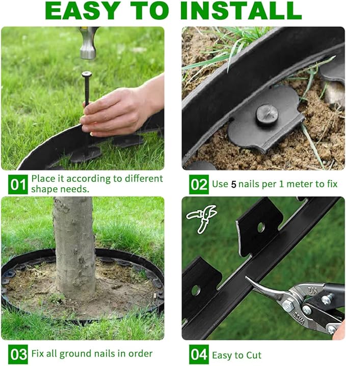 Landscape Edging 98FT,Garden Edging Borders Black [Extra Tall 4IN High] with 150pcs Plastic Stakes, Lawn Edging Flexible DIY Fence for Landscaping,Flower Bed,Grass,Gravel,Tree Surrounding
