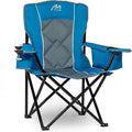 Matrasco Oversized Padded Camping Chair, Heavy-Duty Steel Frame for 450 lbs Supports, Convenient 6-Can Cooler, Portable Carry Bag, Perfect for Outdoor, Beach, and Hiking (Blue & Gray)