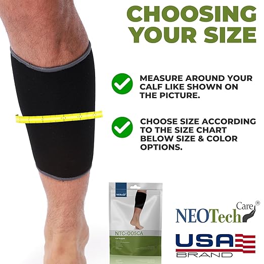 NeoTech Care Calf Compression Sleeve for Calves Support or Shin Splint (Black Color, Size XL, 1 Unit)