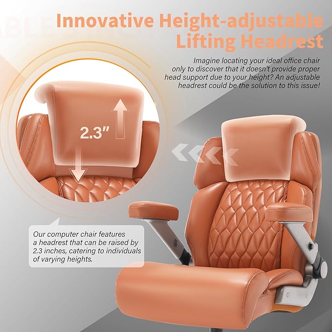 Big and Tall Office Chair 700lbs - Adjustable Headrest&Lumbar Support, 3D Flip Arms, Large Wheels &Heavy Duty Metal Base, Ergonomic High Back Computer Chair Desk Chair, Thick Padded Extra Wide Seat