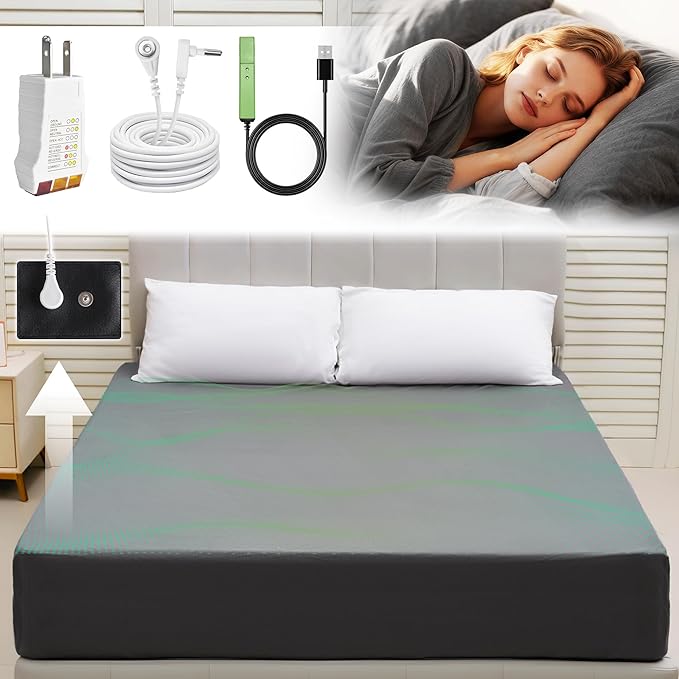 Grounding Sheets Twin XL,90% Cotton+10% Pure Silver Fiber,Grounded Bed Sheet,Deep Pocket Bare Earth Grounding Sheet,Miracle Earth Sheets Well Bedding for Better Sleep & Wellness (Gray,39"x80"x15")