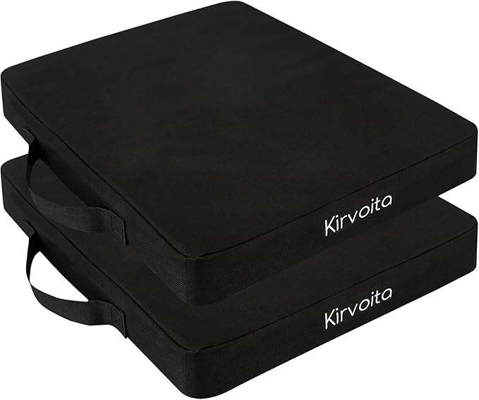 Kirvoita Multi-Functional Stadium Seat Cushions 2 Pack, Waterproof Oxford Filled with High Resilence Sponge, for Any Outdoor Events Use (Black)