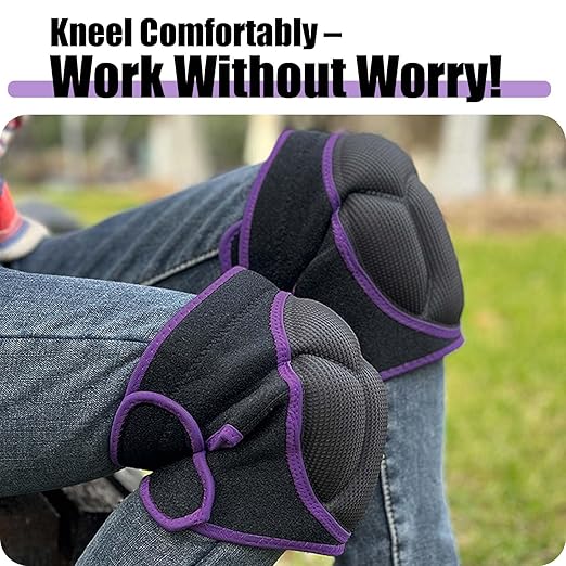 Garden Work Knee Pads for Adults, Soft Kneeling Pad for Women Gardeners, Scrubbing Floors & House Cleaning, Safety Men Knee Cushion for Chritmas for Flooring, Weeding, Crawling - Easy Fit & Clean - Purple (Large)