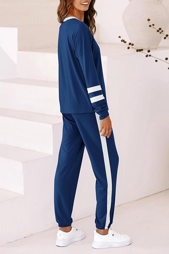 PRETTYGARDEN Women Fall 2 Piece Lounge Outfit Long Sleeve Tops High Waisted Jogger Pants Set Spring Travel Clothes Tracksuit