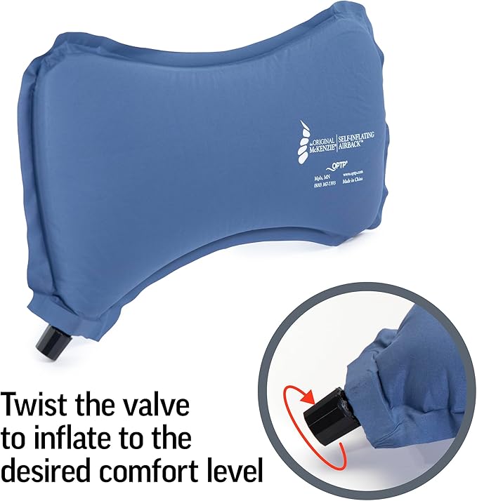 OPTP The Original McKenzie Self-Inflating AirBack Lumbar Support Low Back Support Pillow and Compact Travel Pillow - The Inflatable Lumbar Pillow Preferred by Physical Therapists