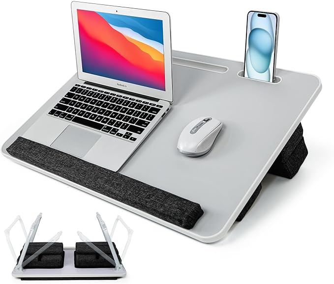 iXTRA Lap Desk for Laptop with Cushion,Folding Laptop Desk for Bed,Bed Desk,Portable Computer Lap Desk,23.62"*15.74",Grey