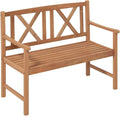 COSTWAY Outdoor Wooden Bench, Outdoor Acacia Wood Loveseat with Curved Armrest & Backrest, Sturdy Wood Bench for Garden, Park & Porch, 47.5"x 22" x 34”