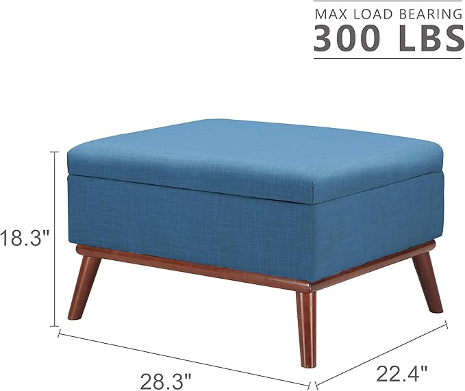 Tbfit 65" W Loveseat Sofa with Ottoman Coffee Table, Mid Century Modern Love Seat Couches for Living Room, Button Tufted Upholstered Small Couch for Bedroom,Easy to Install Love Seats Furniture, Blue | linen fabric, button tufted, solid wood foot, pock...