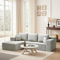 106''Boneless Couches for Living Room, L Shaped Modular Sectional Sofa with Chaise Lounge, Faux Rabbit Fur & Layered Cushion Deep Seat Cloud Couch, No Assembly (Grey, Left Facing Chaise)