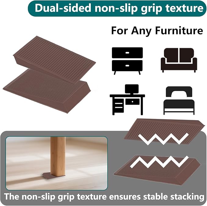 Furniture Levelers, 20Pcs Flexible Multi-Purpose Rubber Shims for Leveling - Prevent from Wobbling for Furniture Toilet (Brown)