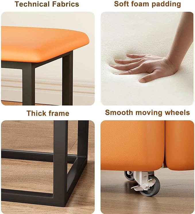 Seating Cube 5 in 1 Stool Stackable Sofa Chair Stool with Swivel Casters Movable Footstool(A,45cm)