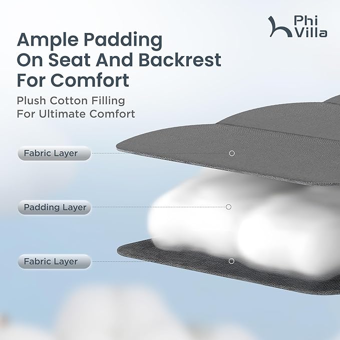 PHI VILLA XXL Oversized Padded Zero Gravity Chair, Foldable Patio Recliner, 30" Wide Seat Anti Gravity Lounger with Cup Holder, Support 400 LBS (Thumb Blue)