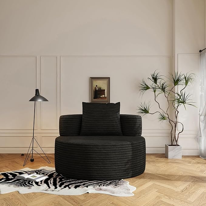 Giant Bean Bag Chair Oversized for Living Room Round Boneless Chair Corduroy Chaise Lounge for Adults Memory Foam Big Accent Sofa Lounge Floor Sofa for Gaming Reading Relax No Assembly Required