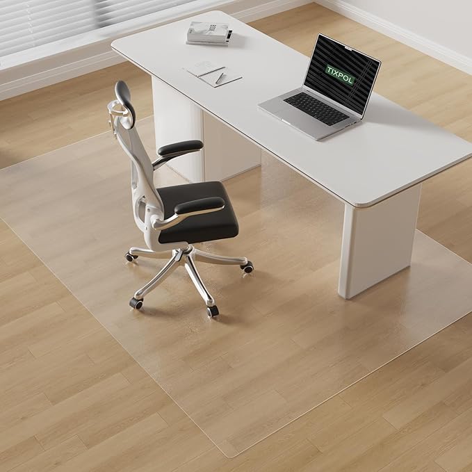 tixpol Chair Mat for Hard Floors, tixpol 60"x75" Office Chair Mat for Hardwood Floor, Non-Slip Plastic Floor Mat for Chairs, Vinyl Hard Floor Protector Under Desk Mat for Home Office, Play Mat (Clear)